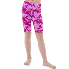 Camo Pink Kid s Mid Length Swim Shorts