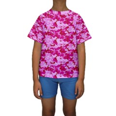 Camo Pink Kid s Short Sleeve Swimwear by trendistuff