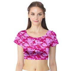 Camo Pink Short Sleeve Crop Top