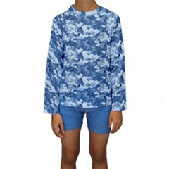 Camo Navy Kid s Long Sleeve Swimwear