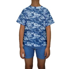 Camo Navy Kid s Short Sleeve Swimwear