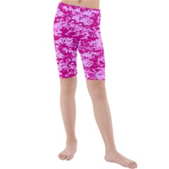 Camo Digital Pink Kid s Mid Length Swim Shorts