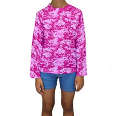 Camo Digital Pink Kid s Long Sleeve Swimwear