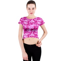 Camo Digital Pink Crew Neck Crop Top