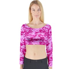 Camo Digital Pink Long Sleeve Crop Top