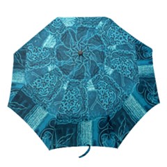 Blue Patchwork Folding Umbrellas