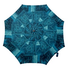 Blue Patchwork Hook Handle Umbrellas (large)