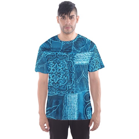 Blue Patchwork Men s Sport Mesh Tees by trendistuff