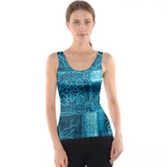 Blue Patchwork Tank Top