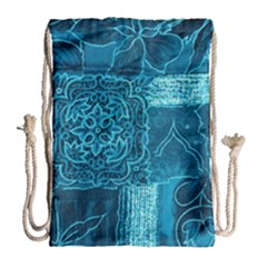 Blue Patchwork Drawstring Bag (large)