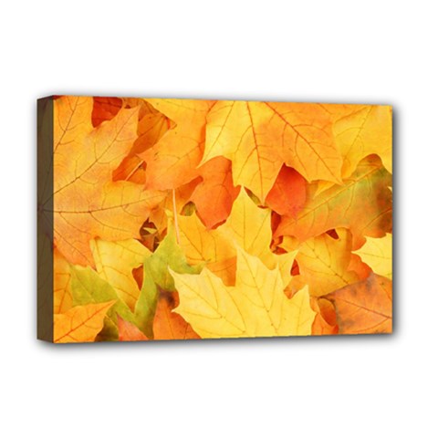 Yellow Maple Leaves Deluxe Canvas 18  X 12  