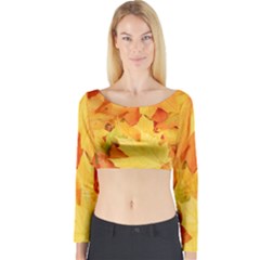 Yellow Maple Leaves Long Sleeve Crop Top