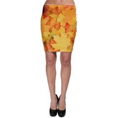 Yellow Maple Leaves Bodycon Skirts