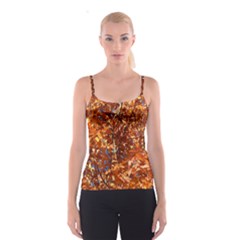 Orange Leaves Spaghetti Strap Tops