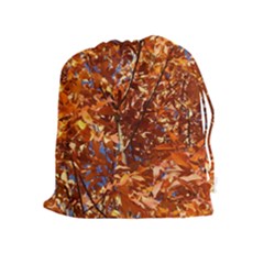 Orange Leaves Drawstring Pouches (extra Large)