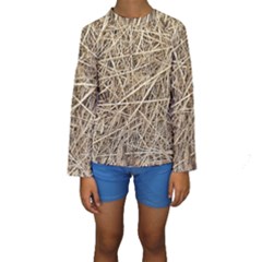 Light Colored Straw Kid s Long Sleeve Swimwear