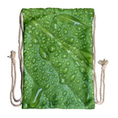 Green Leaf Drops Drawstring Bag (large)