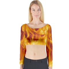 Yellow Flames Long Sleeve Crop Top