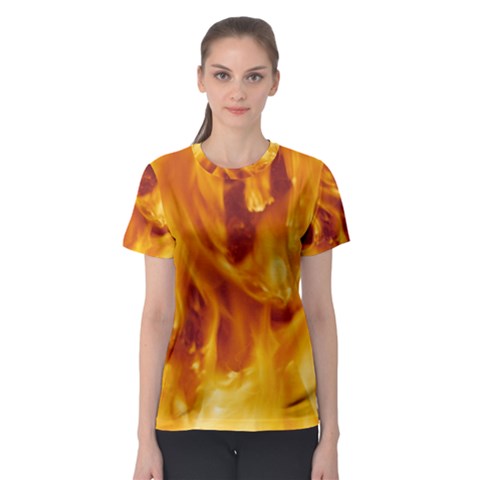 Yellow Flames Women s Sport Mesh Tees by trendistuff