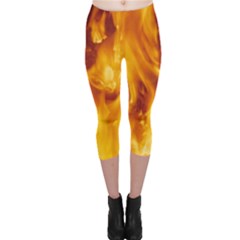 Yellow Flames Capri Leggings by trendistuff