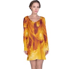 Yellow Flames Long Sleeve Nightdresses