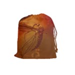 MOSQUITO IN AMBER Drawstring Pouches (Large) 