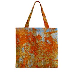 Yellow Rusty Metal Zipper Grocery Tote Bags by trendistuff