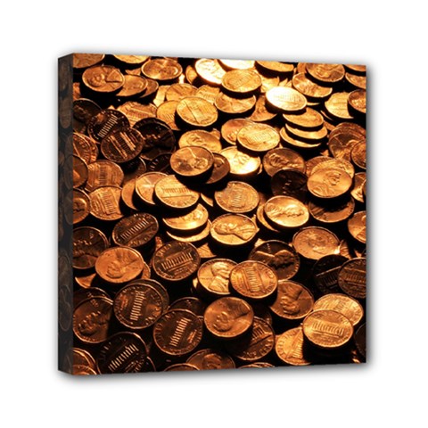 Pennies Mini Canvas 6  X 6  by trendistuff