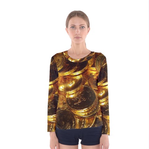 Gold Coins 1 Women s Long Sleeve T-shirts by trendistuff