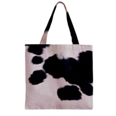 Spotted Cow Hide Zipper Grocery Tote Bags by trendistuff