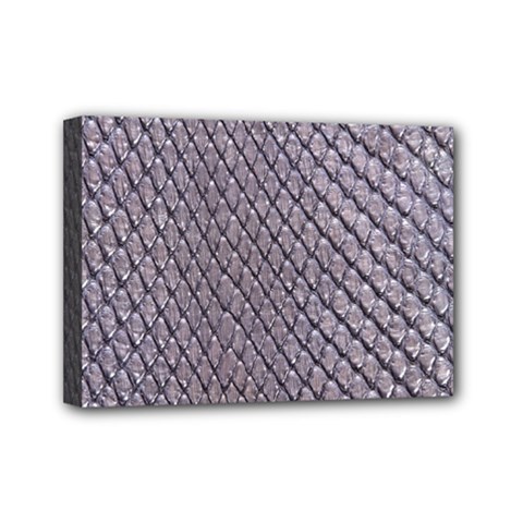 Silver Snake Skin Mini Canvas 7  X 5  by trendistuff