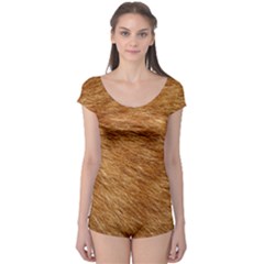 Light Brown Fur Short Sleeve Leotard by trendistuff