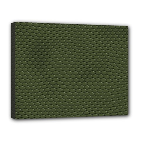 Green Reptile Skin Canvas 14  X 11  by trendistuff