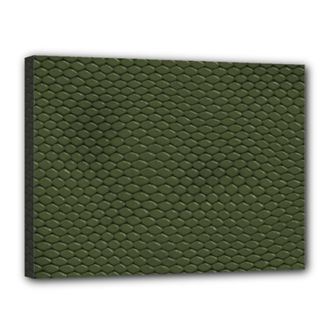 Green Reptile Skin Canvas 16  X 12  by trendistuff