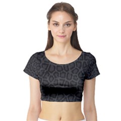 Black Leopard Print Short Sleeve Crop Top by trendistuff