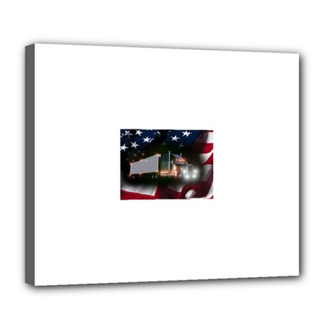 Trucking Freedom Deluxe Canvas 24  X 20   by Bigfootshirtshop