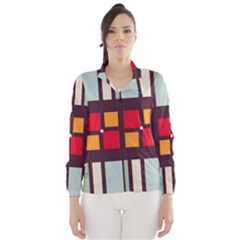 Squares And Stripes  Wind Breaker (women) by LalyLauraFLM