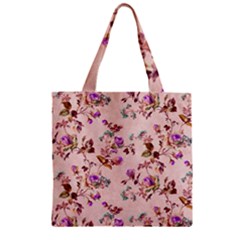 Antique Floral Pattern Zipper Grocery Tote Bag by LovelyDesigns4U