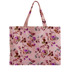 Antique Floral Pattern Zipper Mini Tote Bag