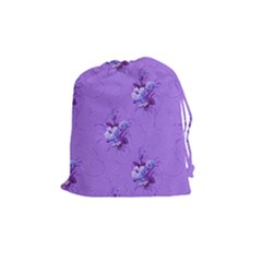 Purple Roses Pattern Drawstring Pouches (medium)  by LovelyDesigns4U