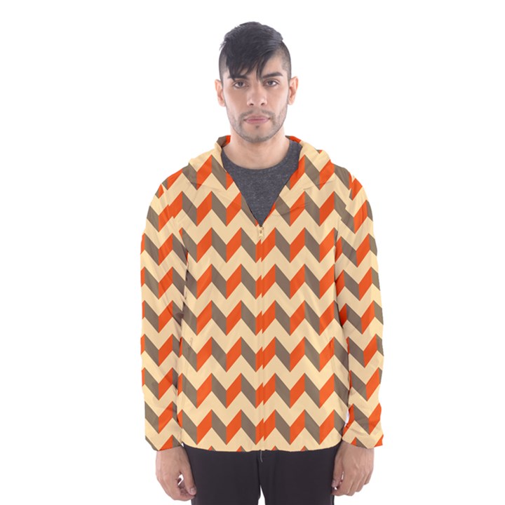 Modern Retro Chevron Patchwork Pattern  Hooded Wind Breaker (Men)