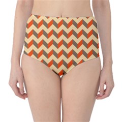 Modern Retro Chevron Patchwork Pattern  High-waist Bikini Bottoms by GardenOfOphir