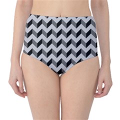 Modern Retro Chevron Patchwork Pattern  High-waist Bikini Bottoms by GardenOfOphir