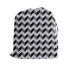 Modern Retro Chevron Patchwork Pattern  Drawstring Pouches (xxl) by GardenOfOphir