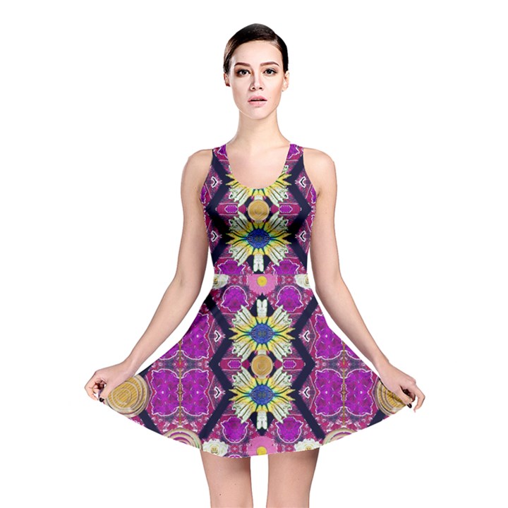 rose mandala  Reversible Skater Dresses