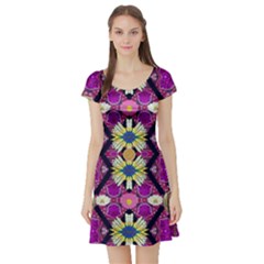 Rose Mandala  Short Sleeve Skater Dresses by pepitasart