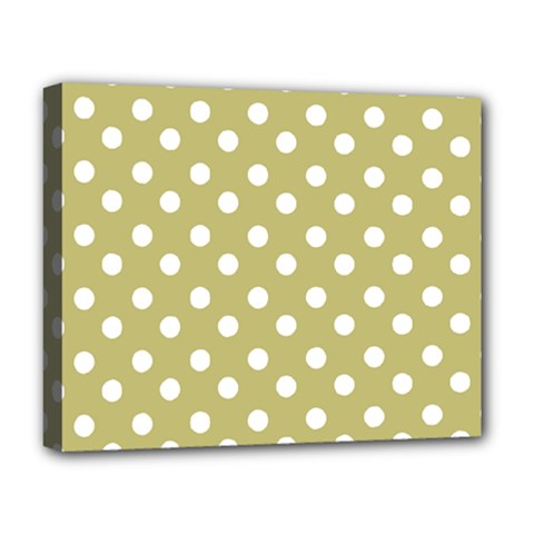 Lime Green Polka Dots Deluxe Canvas 20  X 16   by GardenOfOphir