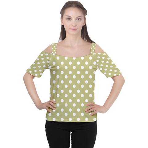 Lime Green Polka Dots Women s Cutout Shoulder Tee by GardenOfOphir