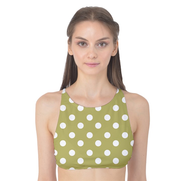 Lime Green Polka Dots Tank Bikini Top