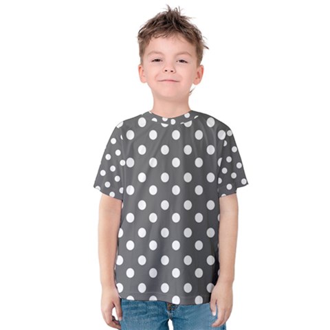 Gray Polka Dots Kid s Cotton Tee by GardenOfOphir